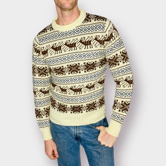 80s Christopher Rand cream sweater with Elk - Picture 3 of 7